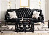 Majestic Elegance Premium Look Wooden Black Sofa Set